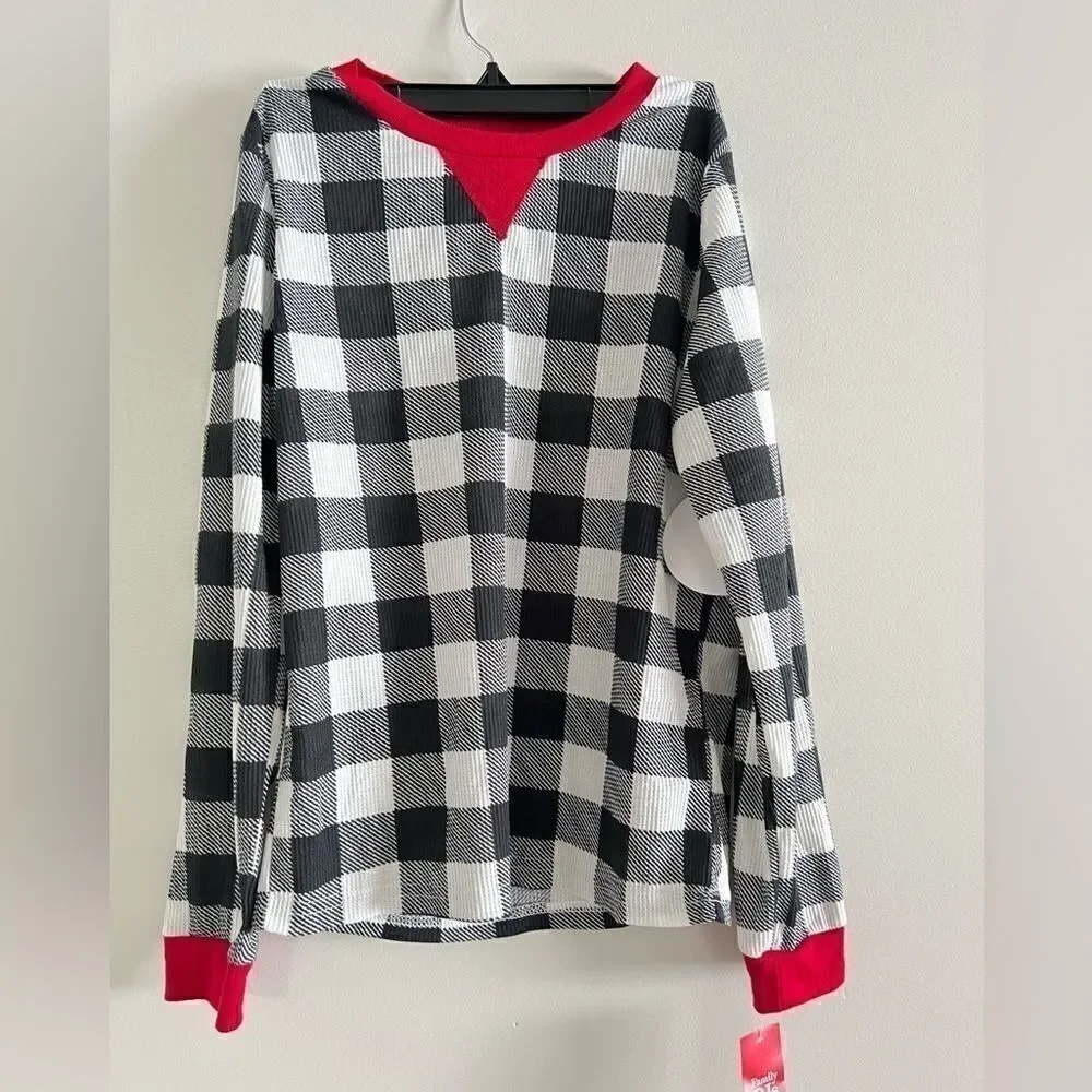FAMILY PAJAMAS Kid's Lightweight Thermal Waffle Buffalo Check PJ 1pc XL
